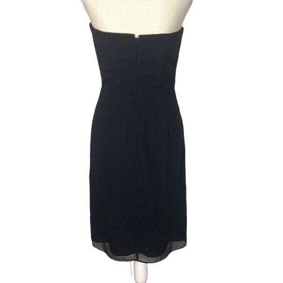 Bill Levkoff Black Strapless Chiffon Sweetheart Sheath Mini Dress Size 8 - Picture 4 of 11